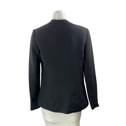 Trouve Women's Black Zip Pocket Collarless Long Sleeve Open Blazer Coat Jacket S