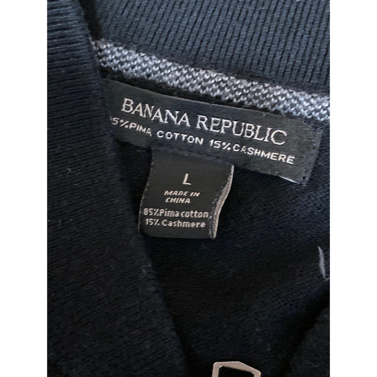 Banana Republic Men's Black Cashmere Long Sleeve Sweatshirt Bomber Coat Jacket L