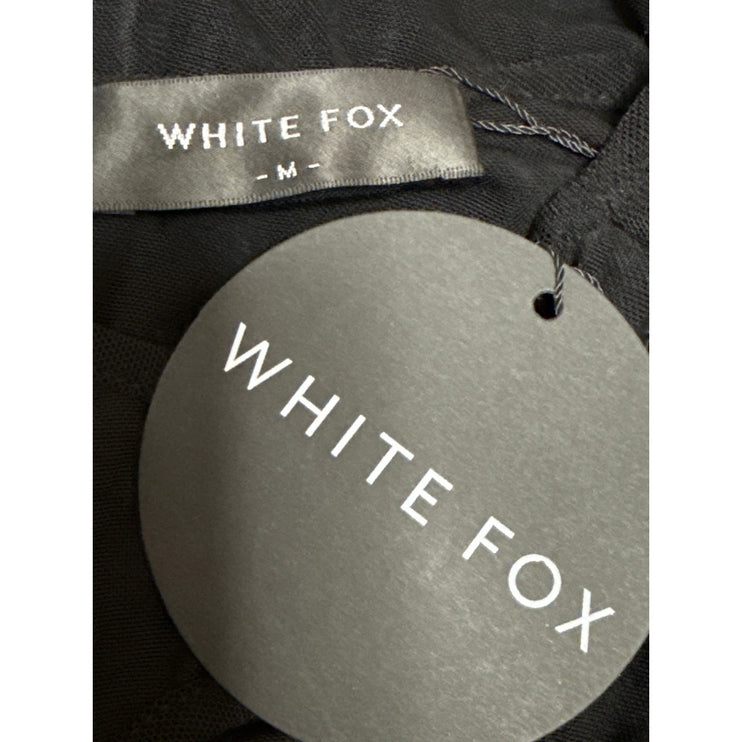 NEW White Fox Black Long Sleeve Cutouts Cold Shoulder Blouse Crop Top Size M