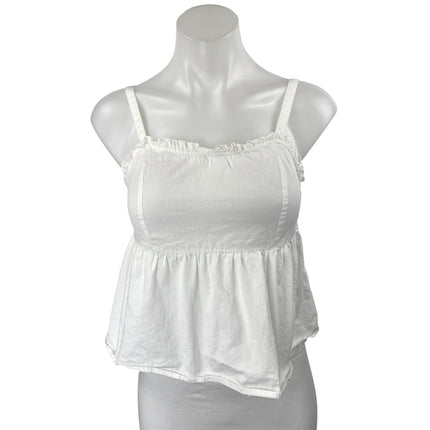 Brandy Melville Women's White Sleeveless Ruffle Cami Peplum Tank Top Size S