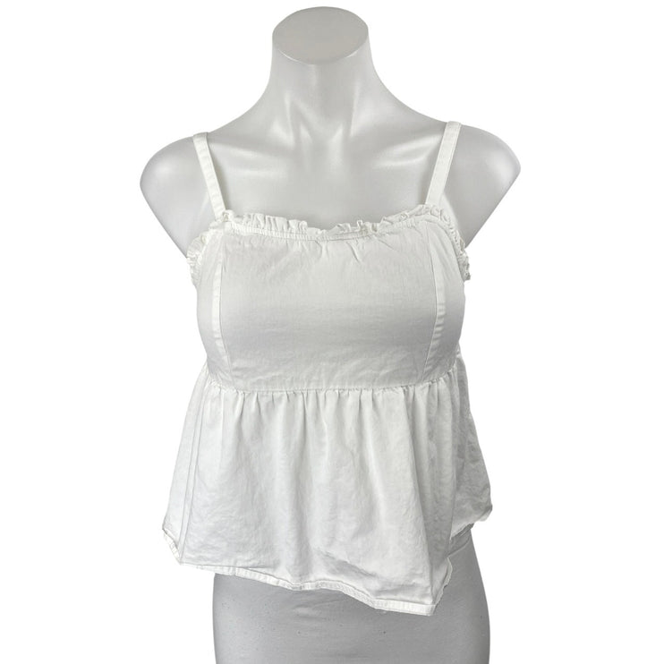 Brandy Melville Women's White Sleeveless Ruffle Cami Peplum Tank Top Size S