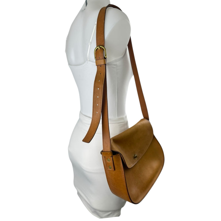 Madewell The Marfa Tan Leather Saddle Flap Crossbody Purse Handbag Size OS