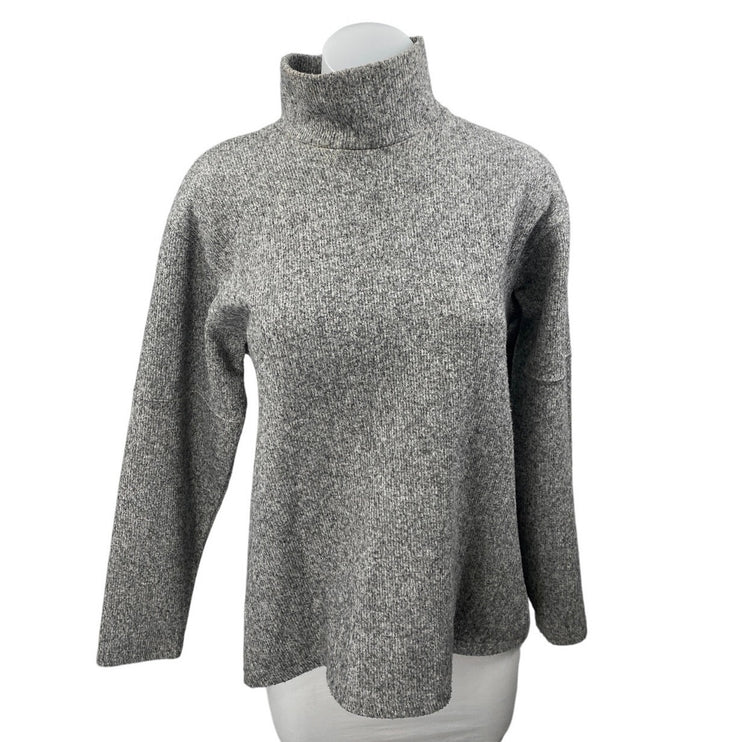 Zara Womens Gray Ribbed Knit Turtleneck Long Sleeve Oversized Sweater Top Size S