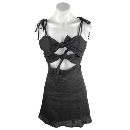 Olivaceous Black Sleeveless Cutout Bow Cami Camisole Mini A-Line Tank Dress Sz M