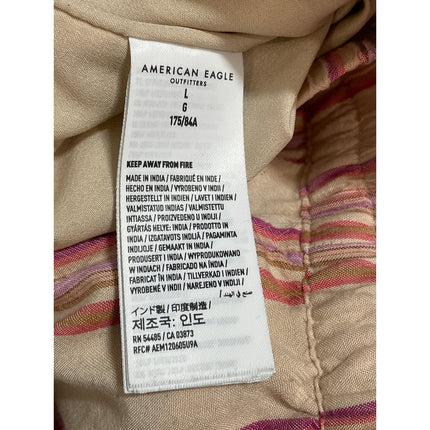 American Eagle Women's Stripe High Rise Palazzo Wide Leg Cargo Trousers Pants L