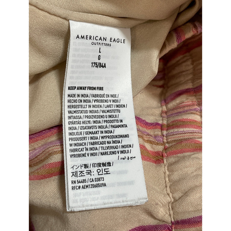 American Eagle Women's Stripe High Rise Palazzo Wide Leg Cargo Trousers Pants L