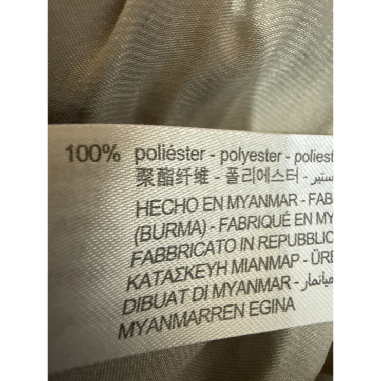 Zara Women's Beige Khaki High Waisted Drawstring Wide Leg Trousers Pants Size L