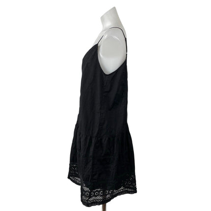 Velvet by Graham & Spencer Black Lace Pintuck Sleeveless Cami Mini Swing Dress M