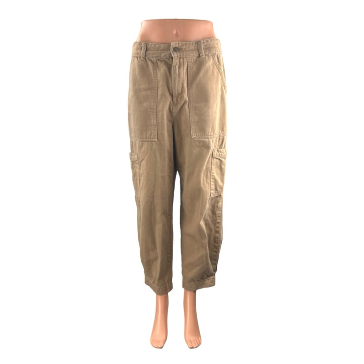 Banana Republic Womens Brown High Rise Barrel Wide Leg Cargo Denim Jeans Pants 4