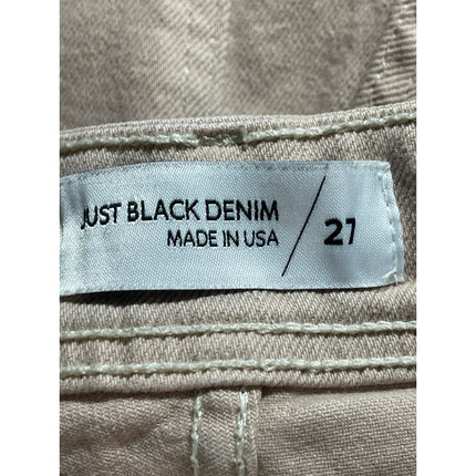 Just Black Denim JBD Womens Beige High Rise Frayed Hem Wide Leg Denim Jeans 27