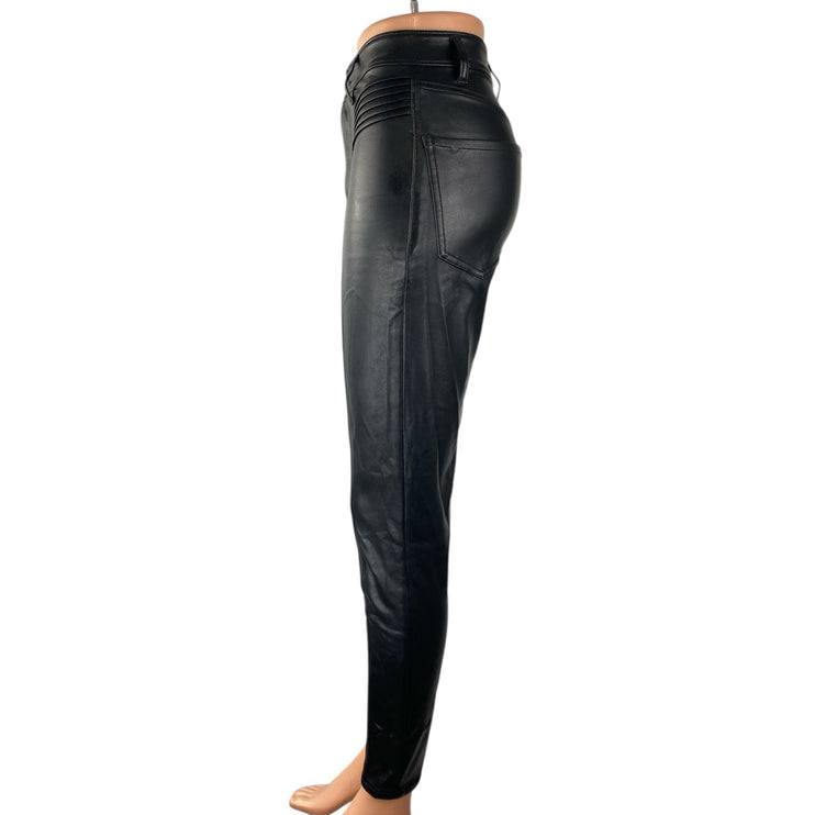 Express Women's Black Faux Vegan Leather High Rise Skinny Trousers Pants Size 0
