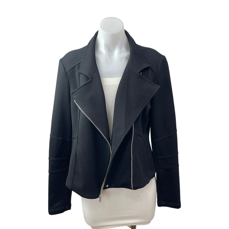Express Women;s Black Long Sleeve Asymmetric Zip Textured Moto Biker Jacket L
