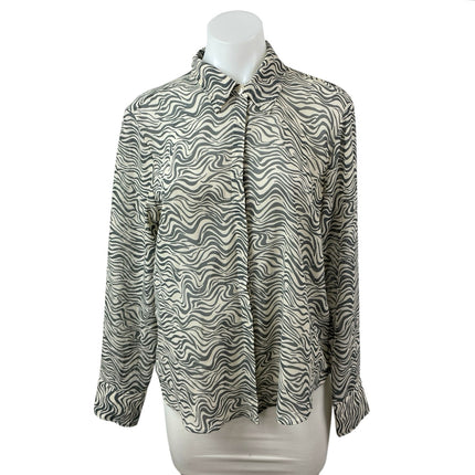 Abercrombie & Fitch Zebra Print Collared Long Sleeve Button Down Shirt Top Sz M