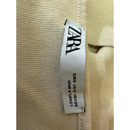 Zara Cream Ribbed Knit Sleeveless V-Neck Cami Camisole Tank Crop Top Size S