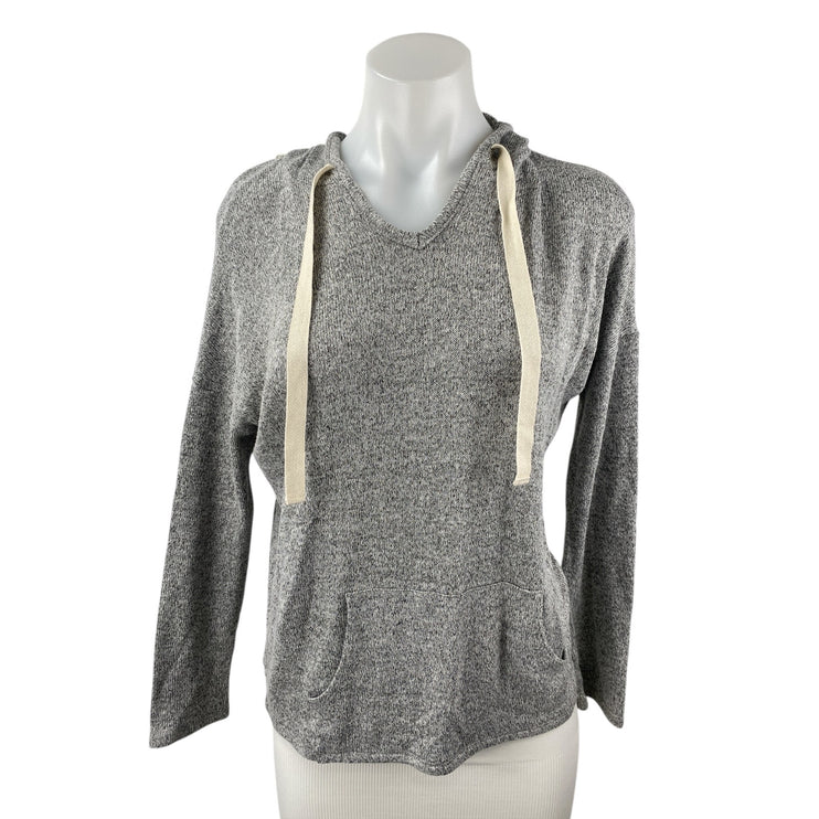 Tea N Rose Women's Gray Long Sleeve Lace Crochet Knit Hoodie Sweater Top Size S