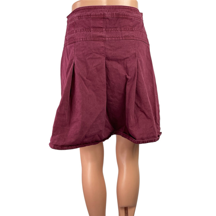 Urban Outfitters Kimchi Blue Burgundy Ginny Double Buckle Pleated Midi Skirt M