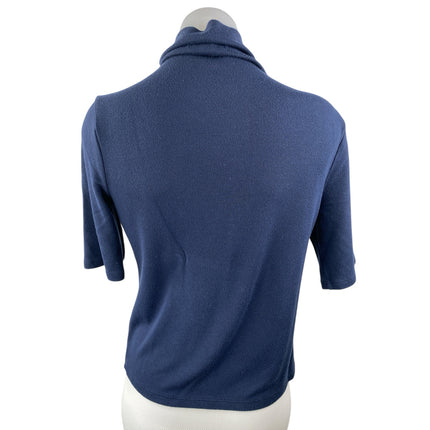 Banana Republic Soft Luxe Women's Blue Turtleneck Half Sleeve Shirt Top Size M