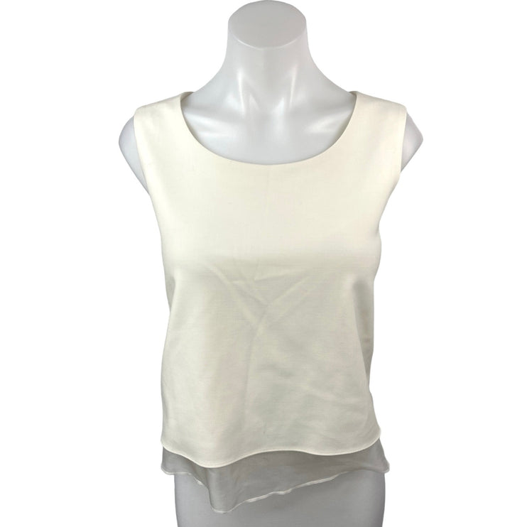 Club Monaco Cream White Wool Silk Sleeveless Layered Crop Tank Top Blouse Size L