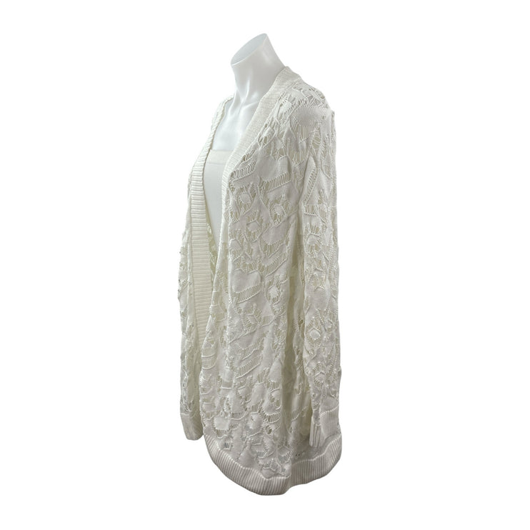 Torrid Women's White Knit Crochet Long Sleeve Open Cardigan Sweater Top Size 3X