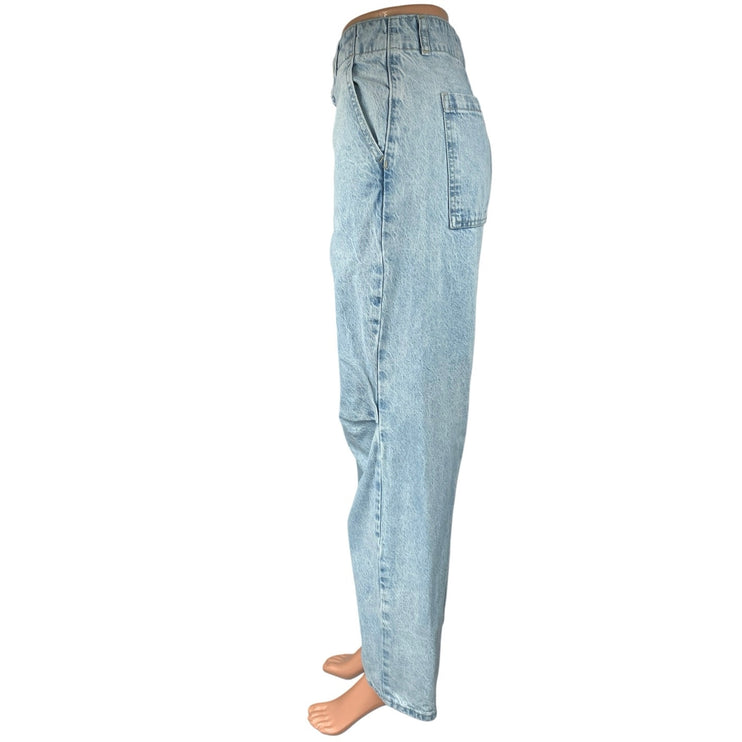 Zara Women's Blue Light Wash High Waisted Ankle Wide Leg Denim Jeans Size 8