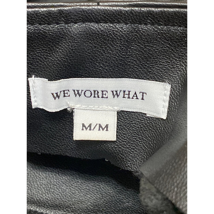 WeWoreWhat Women's Black Faux Vegan Leather Overall Dungaree Jumpsuit Romper M