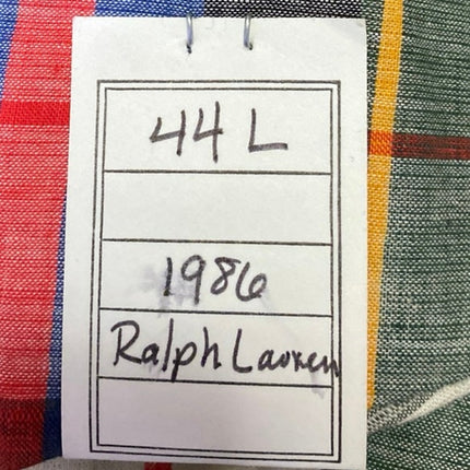VTG 1986 Polo Ralph Lauren Men's Multicolor Plaid Check Blazer Suit Jacket 44L