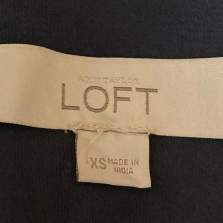 Ann Taylor LOFT Women's Gray Blue Long Sleeve Slit V Neck Blouse Top Size XS