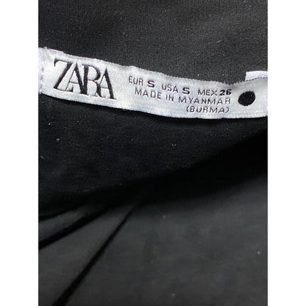 Zara Women's Black Faux Leather Suede Rhinestone Fringe Cropped Jacket Size S