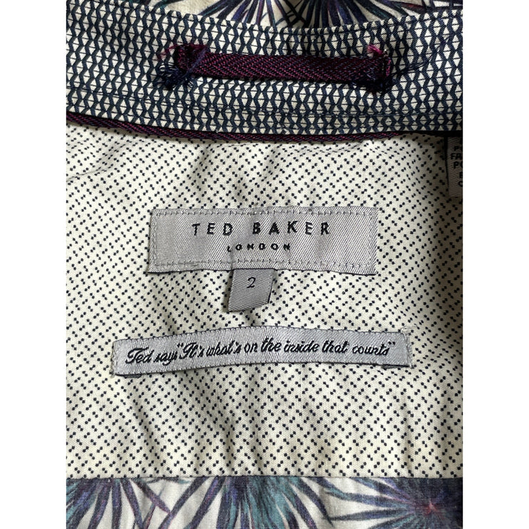 Ted Baker Men's Multicolor Leaf Casual Long Sleeve Button Down Shirt Top Size M