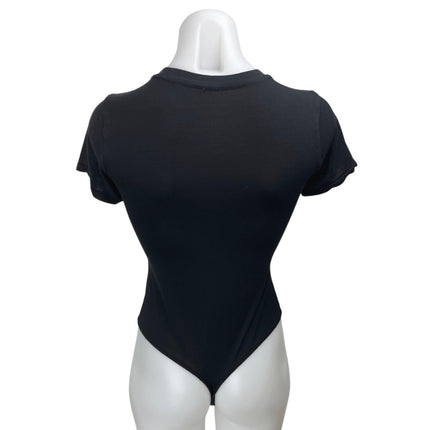 Aritzia Wilfred Black Short Sleeve Crew Neck Bodysuit Tee T-shirt Top Size S