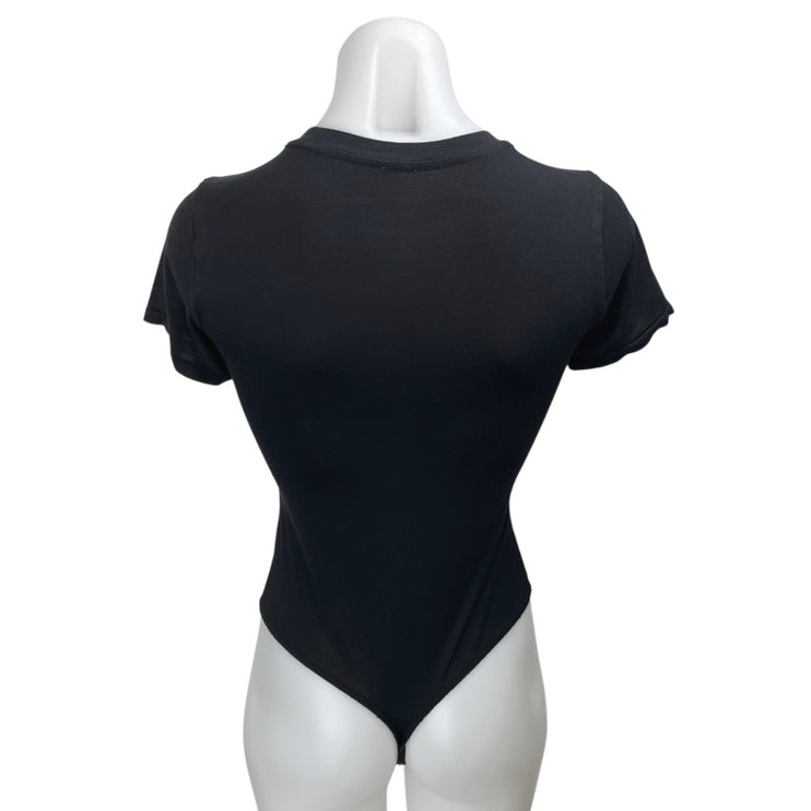 Aritzia Wilfred Black Short Sleeve Crew Neck Bodysuit Tee T-shirt Top Size S