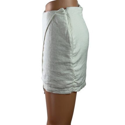 Abercrombie & Fitch Womens White Linen Blend Side Zip Wrap Mini Skirt Skort Sz S