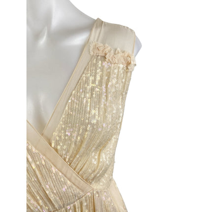 NEW French Connection Riviera Mist Cream Sequin Sleeveless A-line Midi Dress 0