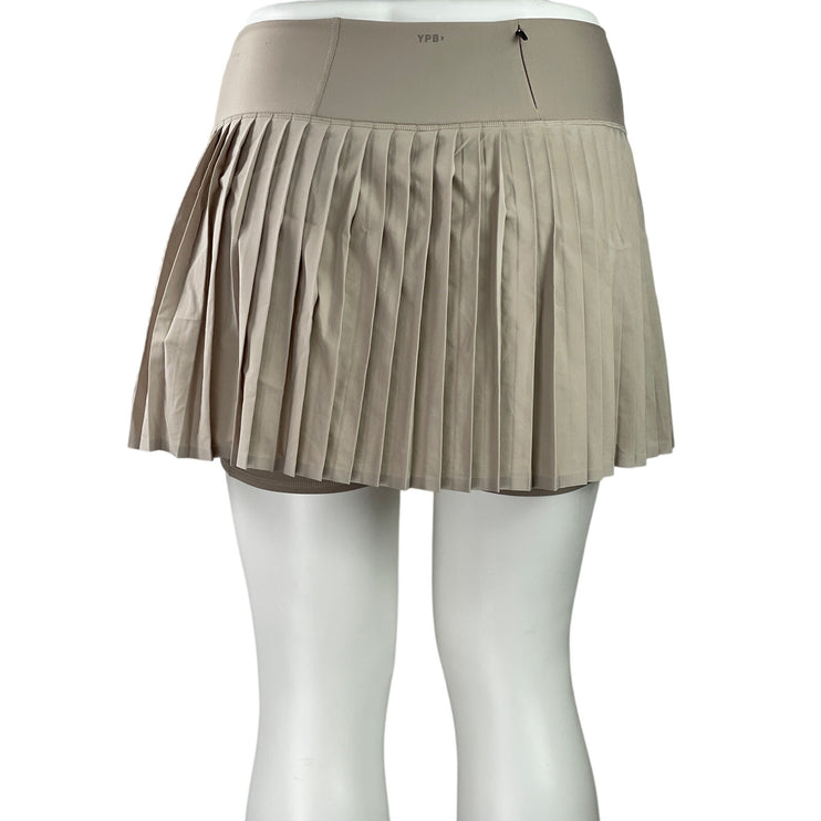 YPB Beige Pleated Activewear Tennis Athletic Skater Flared A-line Skirt Skort XL