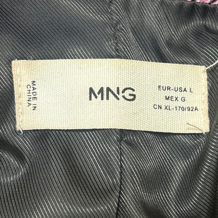 MNG Mango Women's Pink Purple Houndstooth Double Breasted Coat Blazer Jacket L