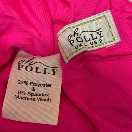 Polly Womens Pink Long Sleeve Tie Front Crop Top & Ruched Slit Maxi Skirt Size 2
