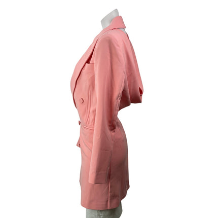BCBGMAXAZRIA Women's Pink Cowl Back Double Breasted Blazer Mini Dress Size S