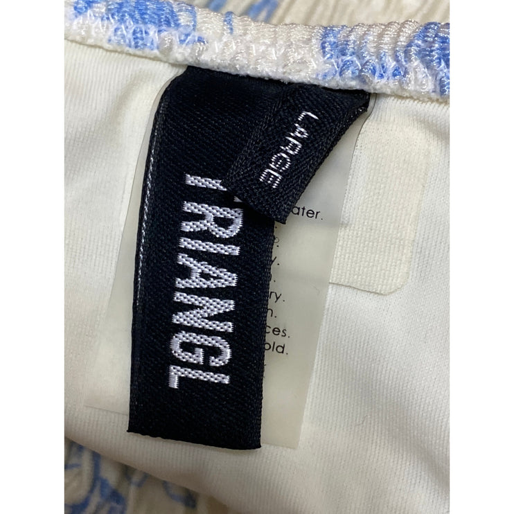 Triangl Inesa Indigo Cream Floral Smocked Cheeky Two Piece Bikini Set Swimwear L