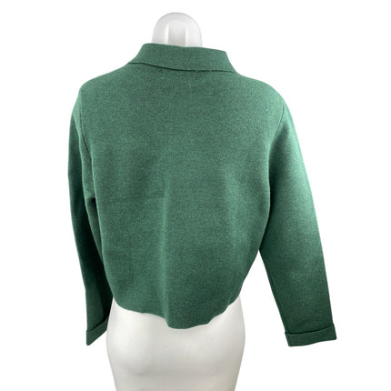 Shy Velvet Women's Green Merino Wool Collared Long Sleeve Shirt Coat Jacket Sz M