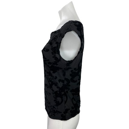 Hanky Panky Womens Black Burnout Velvet Velour Sleeveless Boatneck Tank Top Sz M