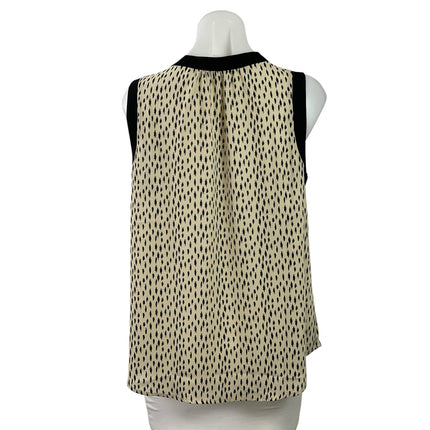 West K Women's Beige Black Dotted Tie Bow Sleeveless Tank Blouse Top Size M