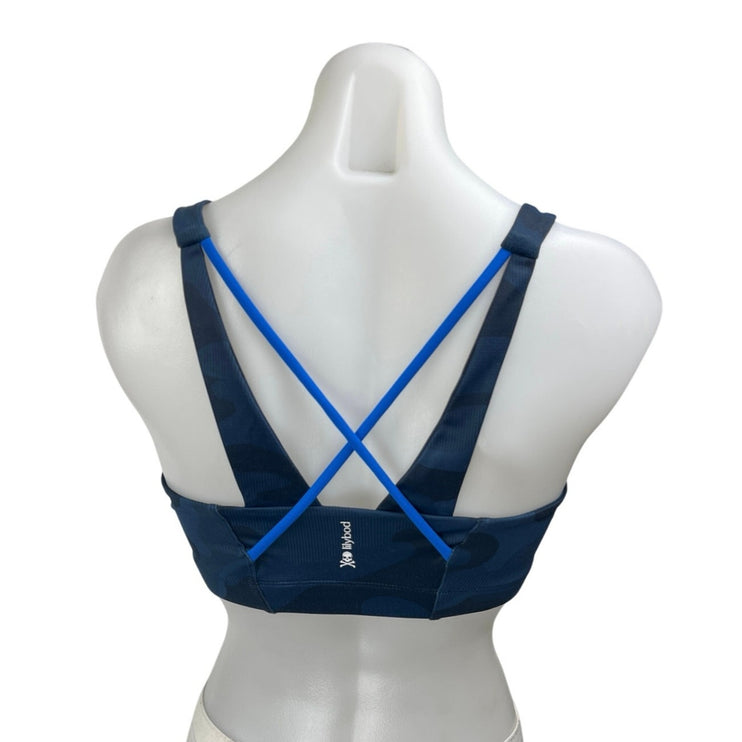 Lilybod Blue Camo Camouflage Sleeveless Activewear Sports Bra Crop Tank Top Sz M