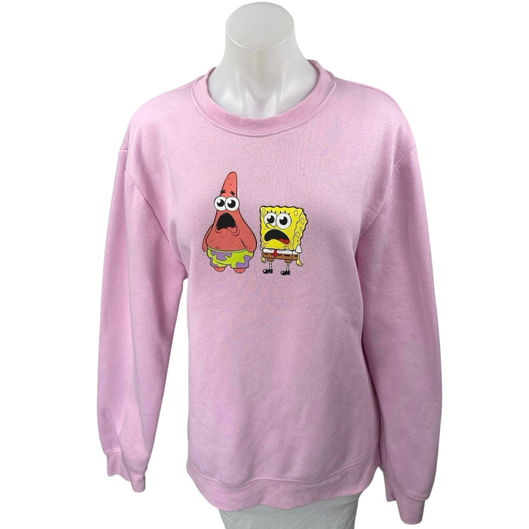 Nickelodeon Pink Spongebob Squarepants Long Sleeve Fleece Sweatshirt Top Size L