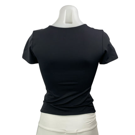 Aritzia Contour Women's Black Short Sleeve Crew Neck Cropped T Shirt Tee Top S