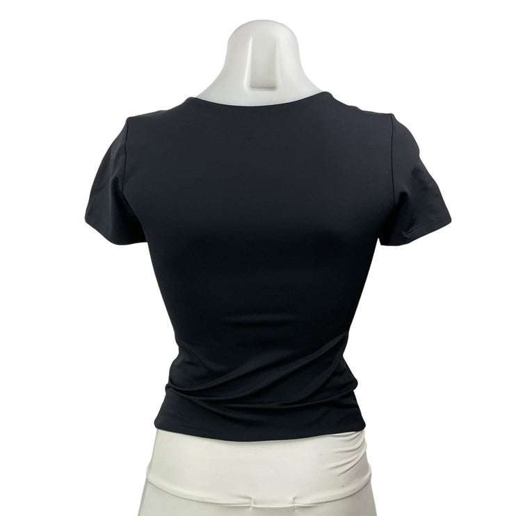 Aritzia Contour Women's Black Short Sleeve Crew Neck Cropped T Shirt Tee Top S
