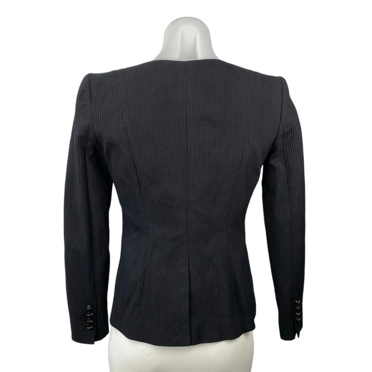 Brooks Brothers Women's Navy Blue Textured Long Sleeve Blazer Coat Jacker Size 4