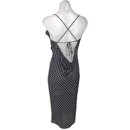 Runaway Black White Star Sleeveless Cowl Neck Cami Strappy Midi Slip Dress Sz S