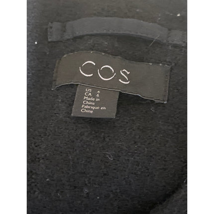 Cos 100% Wool Women's Black Long Sleeve Cardigan Sweater Blazer Coat Jacket Sz 6