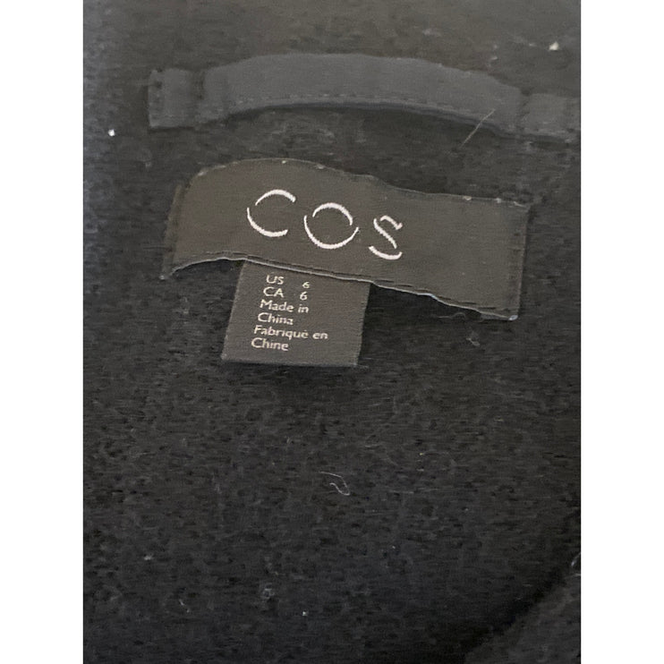 Cos 100% Wool Women's Black Long Sleeve Cardigan Sweater Blazer Coat Jacket Sz 6