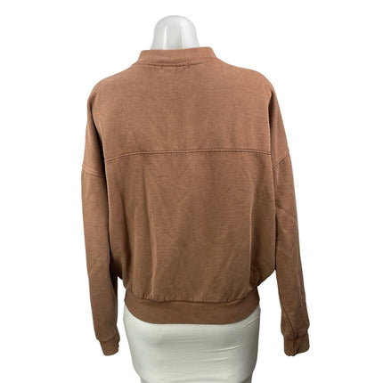 EGO Women's Brown Long Sleeves Graphic Print Zip Up Bomber Track Coat Jacket 4